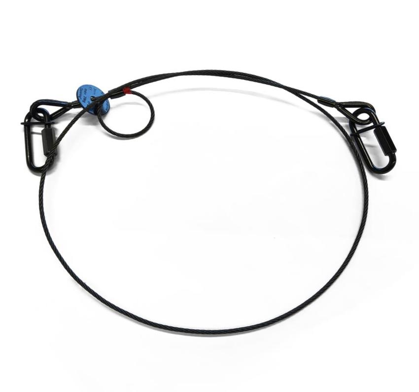 Saveking® Fangseil 4mm, 0.60m lang, 40Kg, SCHWARZ mit Dämpfungselement, 2x SVG Notglieder & CE BGV C1 Plakette