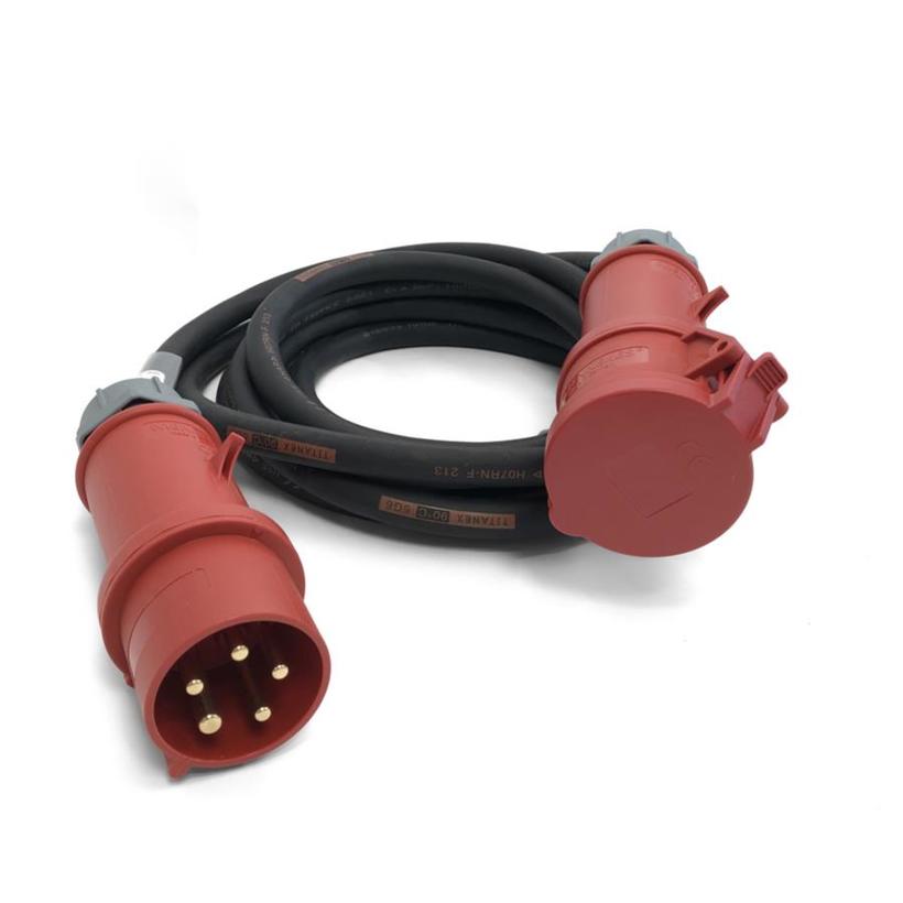 Ultralite CEE Kabel Profi, 32A, 5pol, H07RN-F, 5x6.0mm², 05m mit Beschriftungstülle / Mennekes Stecker & Buchse ROT