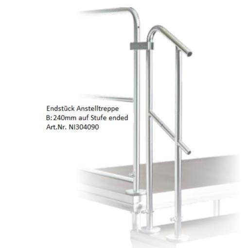 Nivtec Treppengeländer, H: 100 cm, Endstück Anstelltreppe B: 350 mm, auf Bühne endend