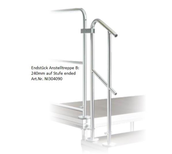 Nivtec Treppengeländer, H: 100cm, Endstück Anstelltreppe, B: 240 mm, auf Stufe endend