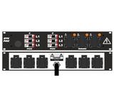 Ultralite Stromvert. STVPAC 16A, IN: CEE16 Kabel 2m/rücks. OUT: 6 Schuko rücks., 3 Schuko vorne, 6 LS C16