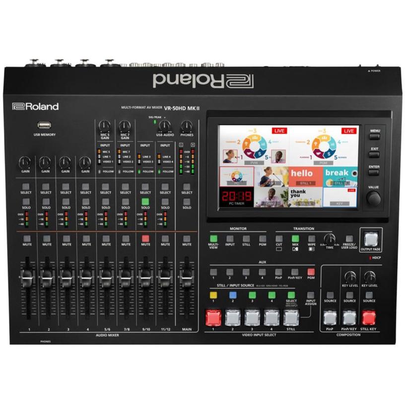 Roland VR-50HD, Multi Format Video Switcher, 12 Eingänge 4 Kanäle Video, USB 3.0 Web-Straming und Aufnahme,
