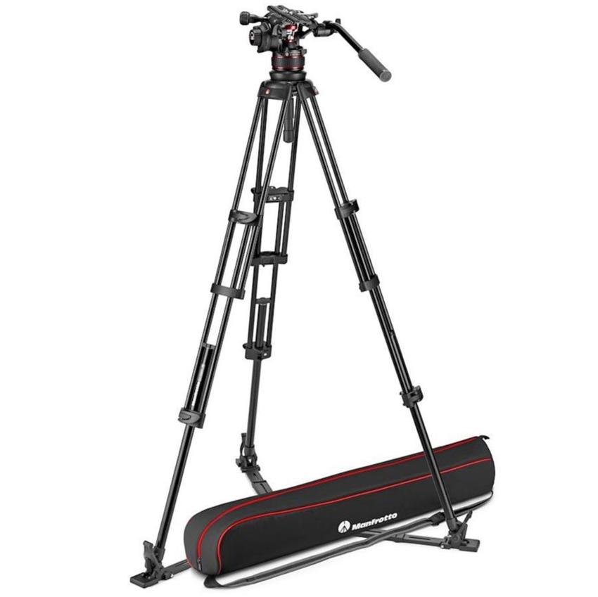 MANFROTTO Nitrotech 612 Aluminium Video-Stativ mit Bodenspinne und Tasche