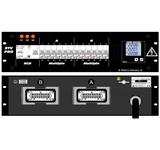 Ultralite Stromvert. STV 32A, 19" Gehäuse 3HE, schwarz IN: Stecker CEE32 400V, 5p. 6h, OUT: 2x Multipin HAN-E 16p.