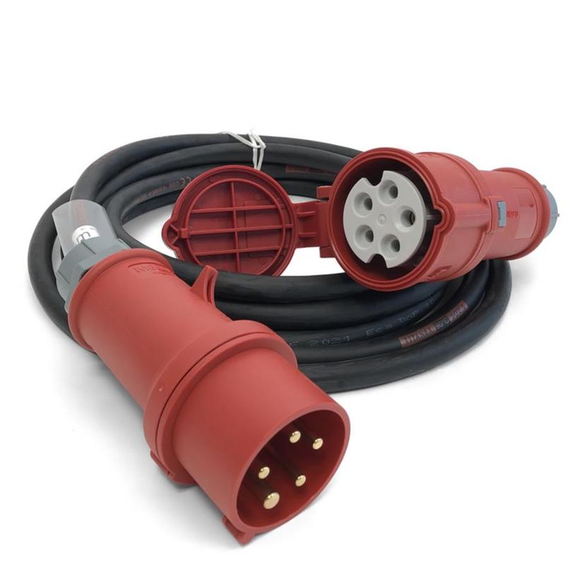 Ultralite CEE Kabel Profi, 16A, 5pol, H07RN-F, 5x2.5mm², 10m mit Beschriftungstülle, Mennekes Stecker & Buchse ROT