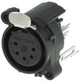 Neutrik 5pol-XLR Chassisbuchse, Erdung: Kein Masse-/Gehäuse Kontakt, vertikale Leiterplattenmontage