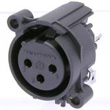 Neutrik 3pol-XLR Chassisbu., Erdung: Gehäuse des Gegenst. mit Pin 1 & Front Panel, vertikale Leiterplattenmontage