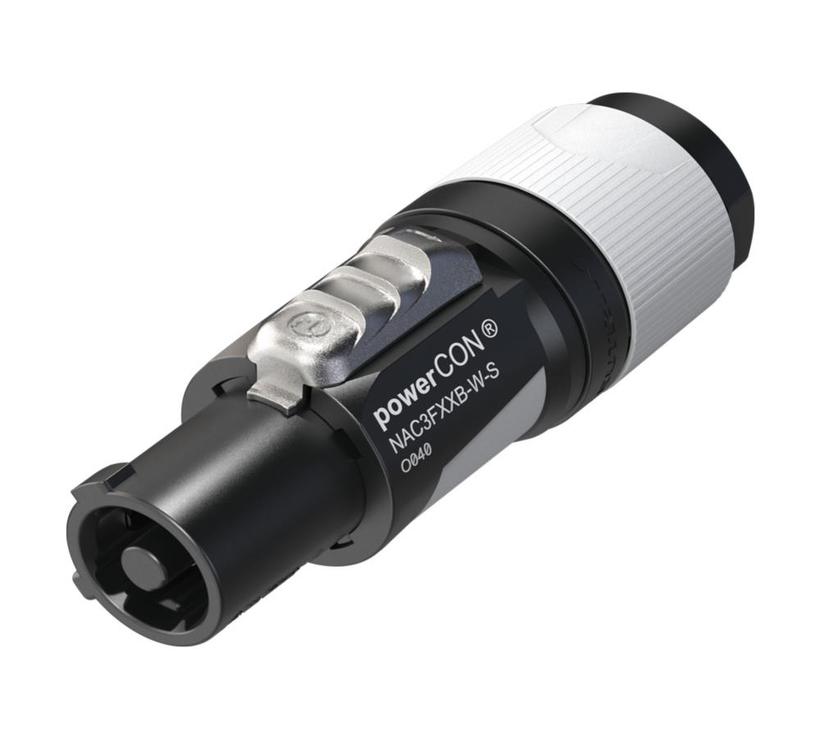 powerCON FXXA einphasig (3-Leiter) verriegelbar, farbcodiert (grau) für Power-In, Schraubklemmenmont. für Kabel Ø:6-12mm