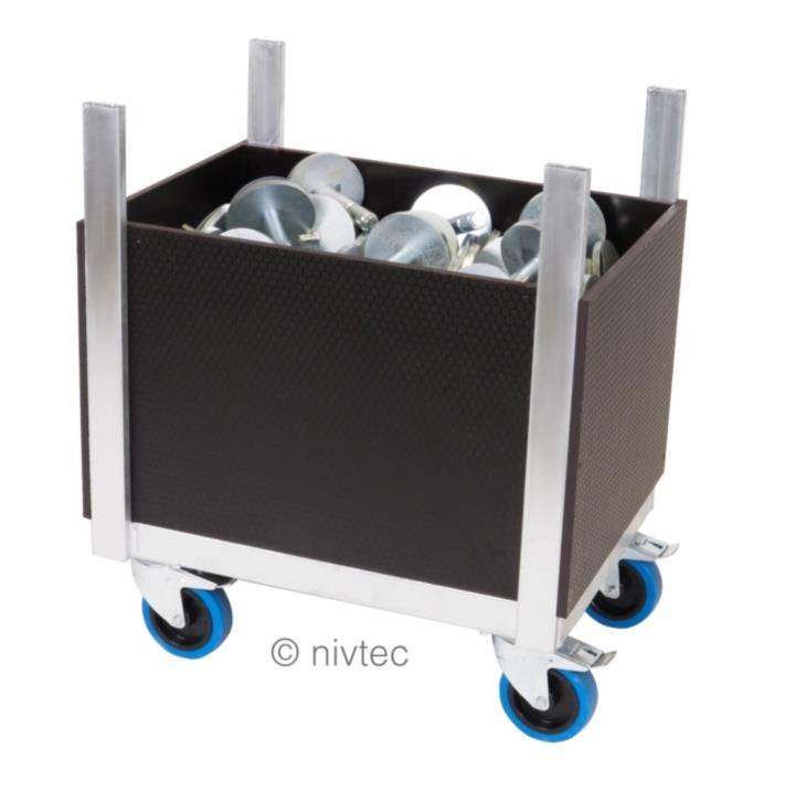 Nivtec Transportwagen 64x48x75cm für Zubehör mit Boden und Seitenwänden aus Multiplex-Platte!