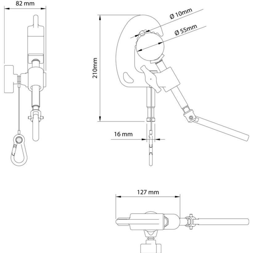 MANFROTTO BABY PIPE CLAMP WITH 16MM STUD Baby Pipe Klemme--> Klemmbereich: 10-55mm