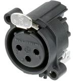 Neutrik 3pol-XLR Chassisbu., Erdung: Gehäuse des Gegenst. mit Pin 1 & Front Panel, horizontale Leiterplatten-Version