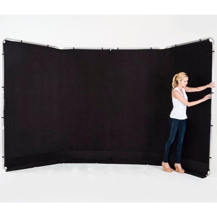 Manfrotto Panorama Hintergrund 4m (Schwarz) 4m x 2.3m (Kit mit Stoff und Rahmen)