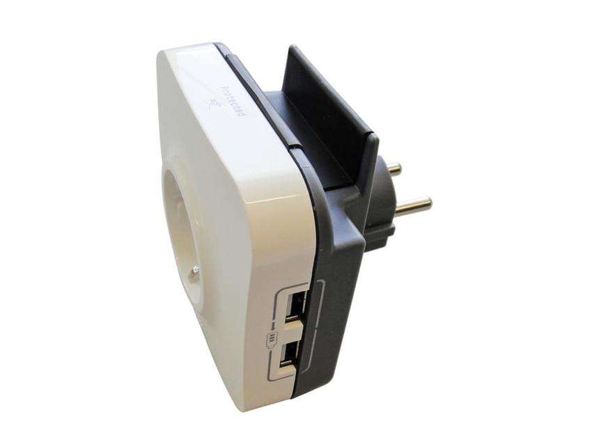 Legrand Ladesteckdose mit Handyhalterung und USB-Kabelrolle 2 USB-Steckdosen + Überspannungsschutz