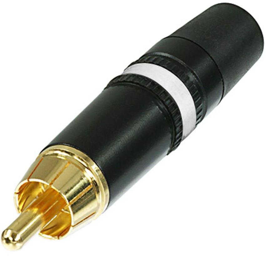 Neutrik Cinch-/Phono Klinkenstecker weiss mit vergoldeten Kontakten f.Kabel 3,0-6,1 mm
