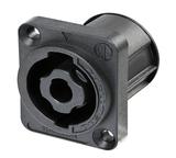 Speakon 4pol Einbaust., schwarzer D-Form Flansch, STANDARD Artikel für Senkkopfschrauben