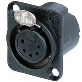 Neutrik 5pol-XLR Chassisbuchse, Lötanschlüsse schwarz verchromtes Gehäuse, Silber beschichtete Kontakte