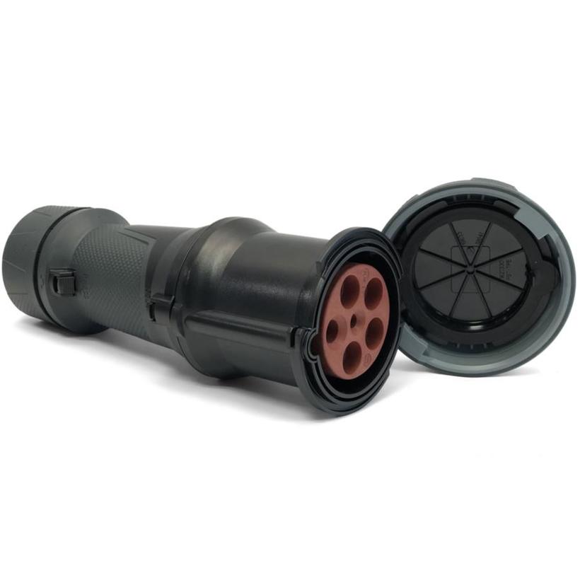 CEE Mennekes, 5pol, 63A/400V, Kupplung, Farbe schwarz, IP67 "PowerTOP Xtra", 6H,