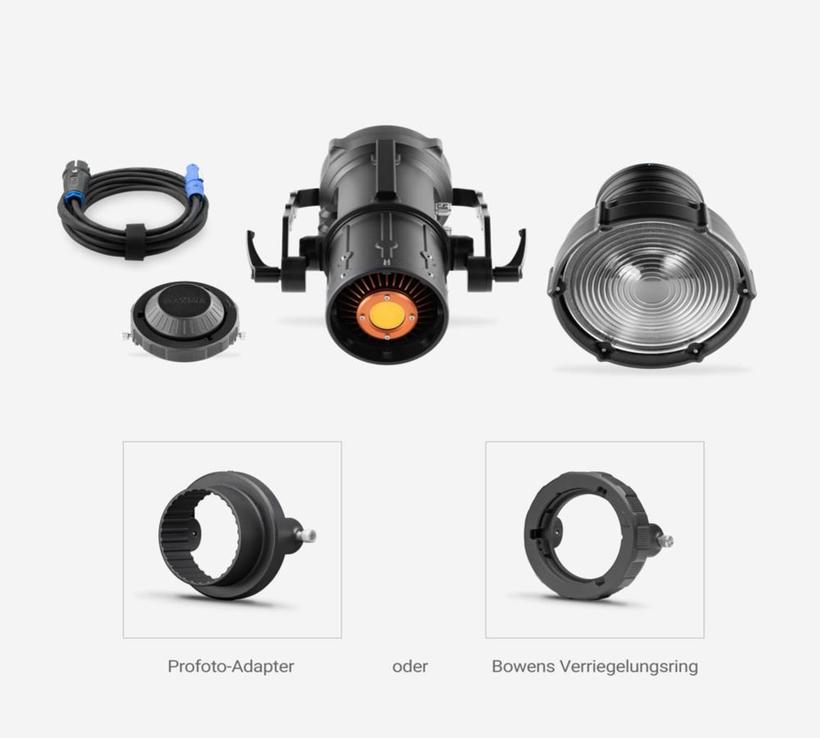 Maxima 3 Fresnel Kit incl.Transportcase, All-in-One 5600K Fresnel LED KIT, mit Profoto oder Bowens Adapter