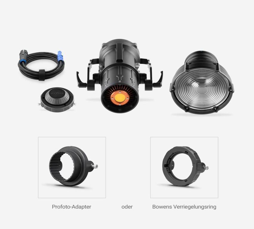 Maxima 3 Fresnel Kit incl.Transportcase, All-in-One 5600K Fresnel LED KIT, mit Profoto oder Bowens Adapter