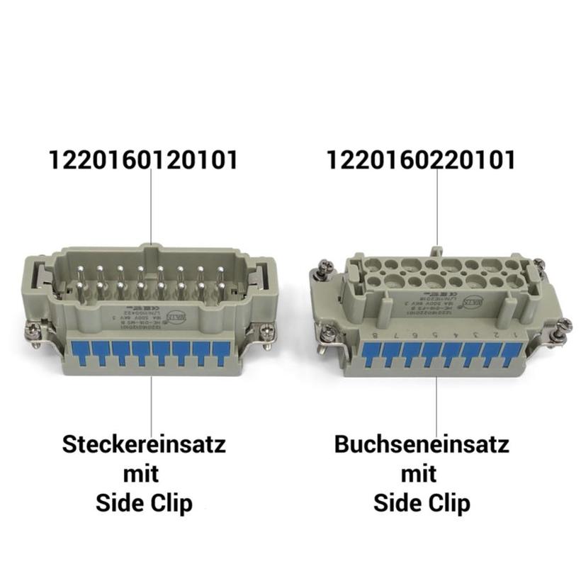 AIS HB-16 SS, Steckereinsatz mit Drahtschutz STI-S Stifteinsatz, Side Clip / Klemmverschluss