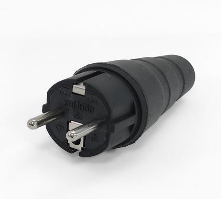 Gummi-Stecker 442/GT/Mammut, Schwarz, Kunststoffeinsatz, Schnappverrastung, IP44, Typ Kalthoff: 0.442M