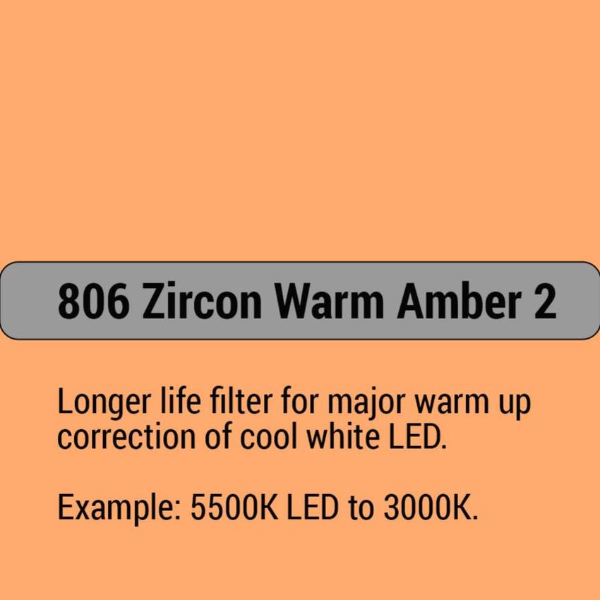 LEE-Filters, Zircon Nr. 806, Bogen 61x61cm Zircon Warm Amber 2   5500K LED to 3000K