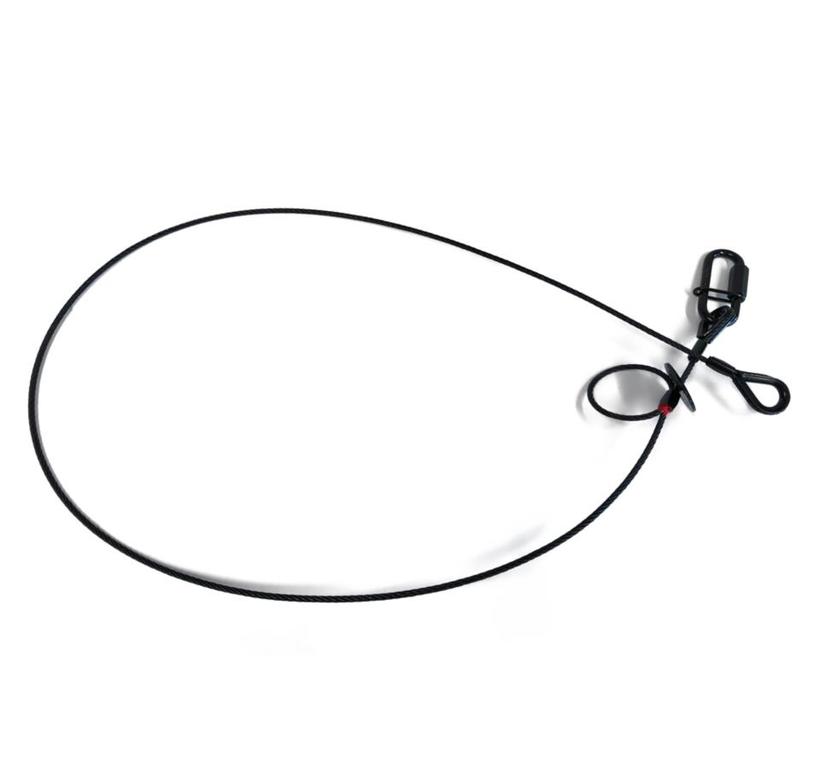 Saveking® Fangseil 03mm, 1.00m lang, 20Kg, SCHWARZ, mit Dämpfungselement, 1x SVG Notglied & CE BGV C1 Plakette