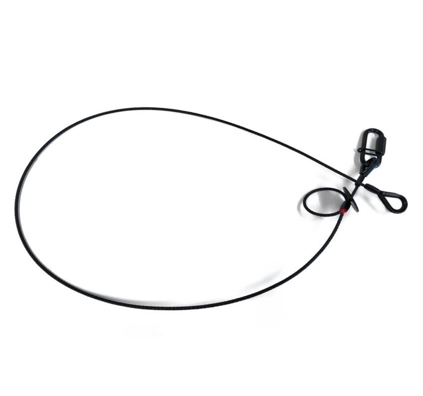 Saveking® Fangseil 03mm, 1.00m lang, 20Kg, SCHWARZ, mit Dämpfungselement, 1x SVG Notglied & CE BGV C1 Plakette