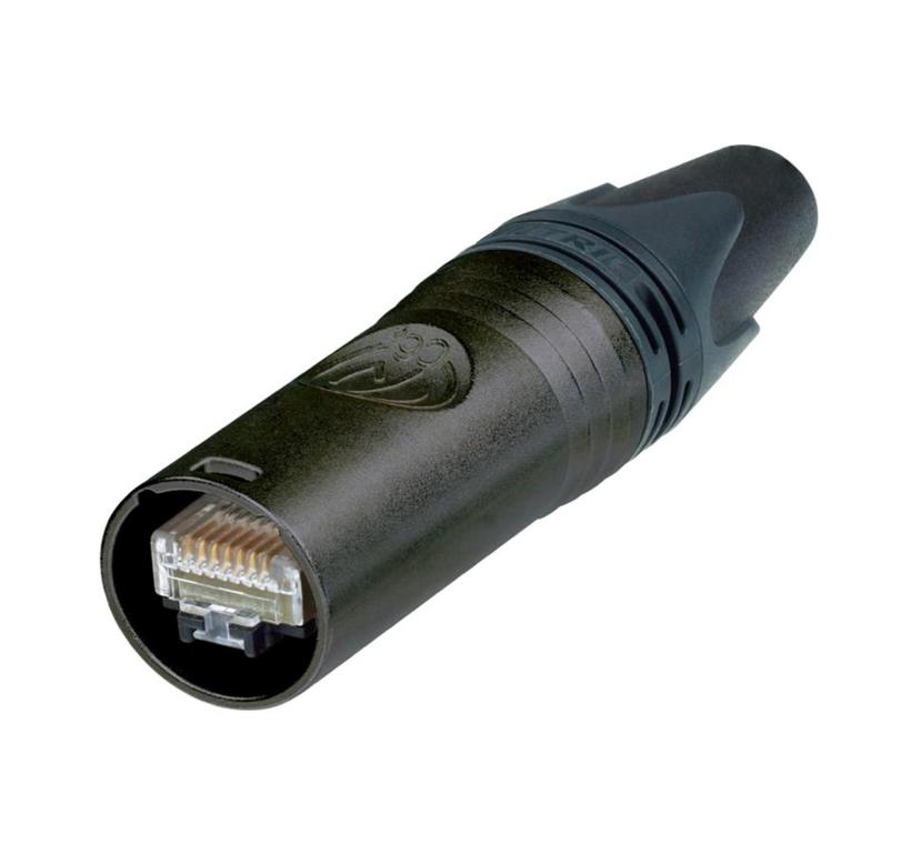 Neutrik etherCON CAT6a Steckverbinder zur Eigenmontage, für Isolationsdurchmesser > 1.1 mm, schwarz verchromt