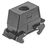 Harting HB-16 kg QB M40, Kupplungsgehäuse, gerade, SCHWARZ Hohe Bauform, 2 seitliche Bügel und Gummilippe
