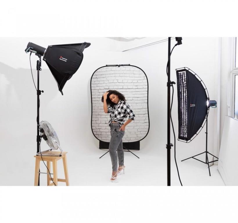 Manfrotto Textilhintergrund Urban (1,5m x 2,1m) Painted White/Industrial Grey Brick