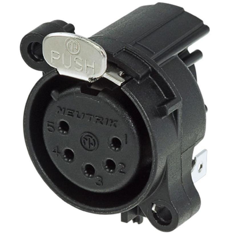 Neutrik 5pol-XLR Chassisbuchse, Erdung: Kein Masse-/Gehäuse Kontakt, horizontale Leiterplattenmontage