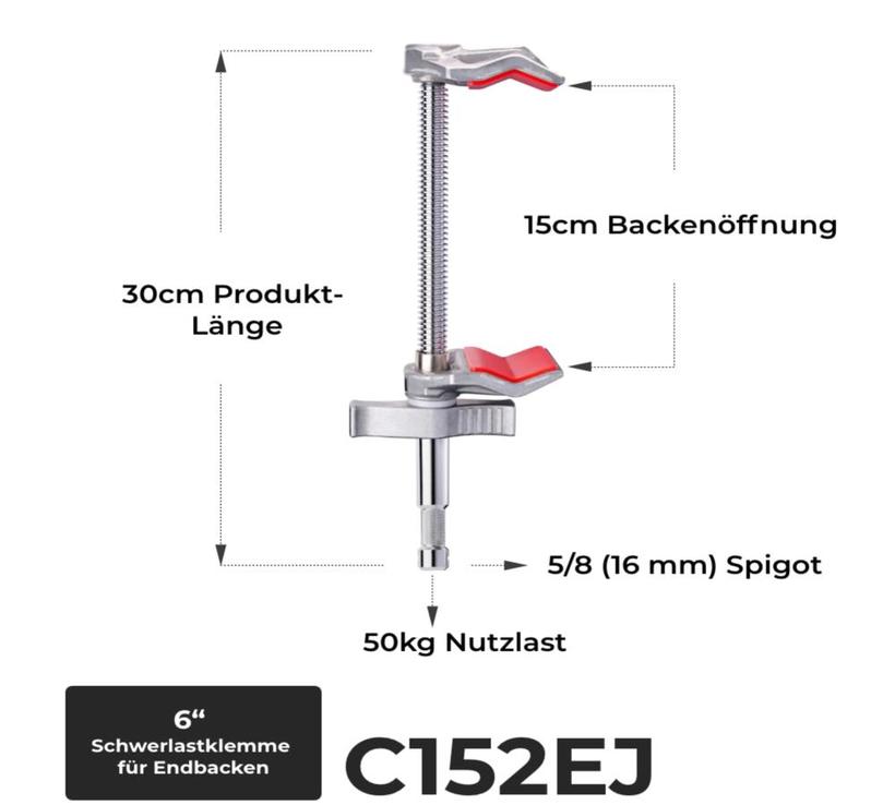 Manfrotto  6" End Jaw Vice Clamp Länge: 30cm, Gewicht: 700g