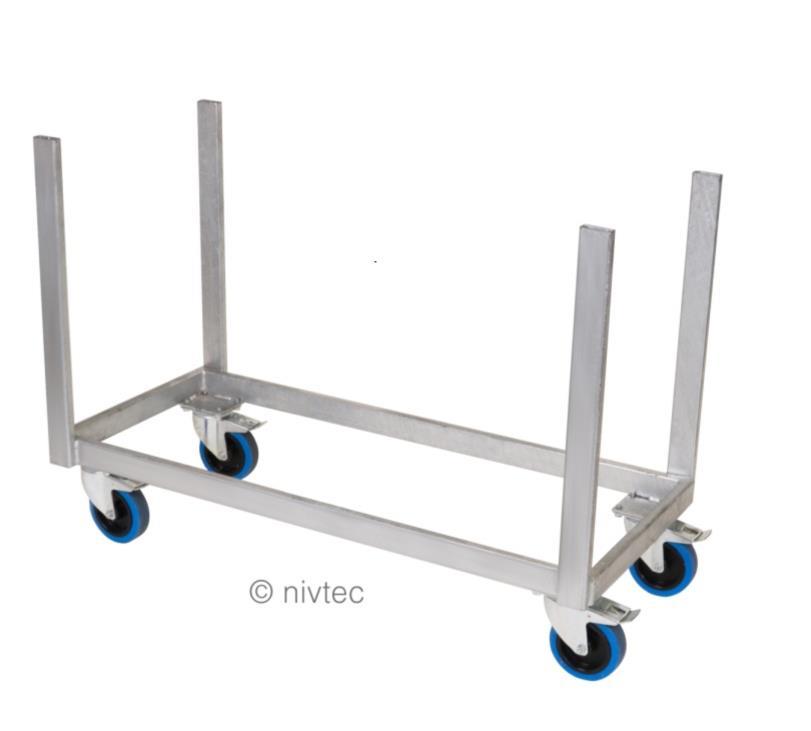 Nivtec Transportwagen für Verstrebungen, 108x048x075cm (LxBxH), zur Lagerung und Transport von Füßen und Zubehör,