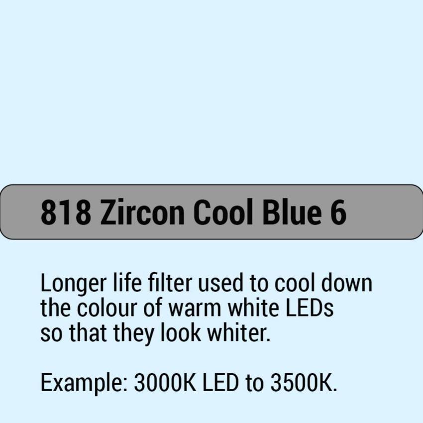 LEE-Filters, Zircon Nr. 818, Rolle 305x120cm Zircon Cool Blue 6  3000K LED to 3500K