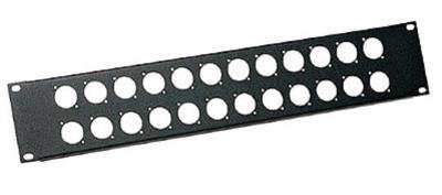 Rackblende 2HE 19" schwarz f. 24XLR-Buchsen universal D-Type