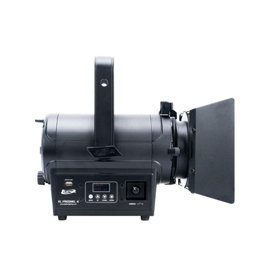 ELATION KL Fresnel 4" Scheinwerfer (inkl. Flügeltor und FFR) 50W, Key Light LED Engine 3000K, DMX, schwarz