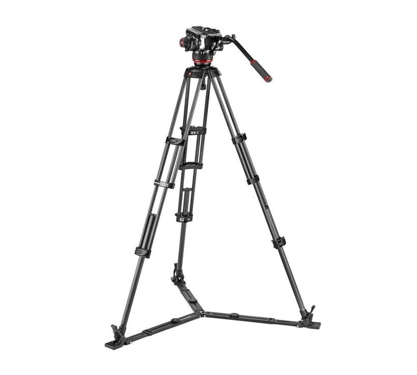 MANFROTTO Fluid-Videokopf 504X mit Alu-Doppelrohrstativ, Bodenspinne und Tasche