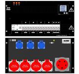 Ultralite Stromvert. STV 63A, FI, IN: CEE63 Anbaust./rücks. OUT: 4 CEE32, 3 Schuko rücks., 12 LS C32, 3 LS C16, RC-72