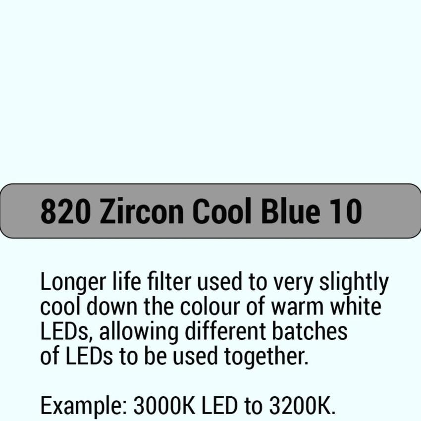 LEE-Filters, Zircon Nr. 820 Bogen 61x61cm Zircon Cool Blue 10 3000K LED to 3200K