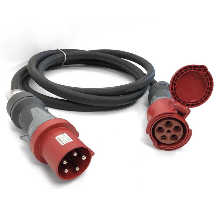 Ultralite CEE Kabel 63A, 5pol, H07RN-F, 5x16mm², 10m Mennekes Stecker & Buchse ROT