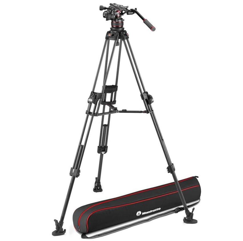 MANFROTTO Videokopf Nitrotech 612 mit Stativ 645 Fast Twin Alu und Tasche