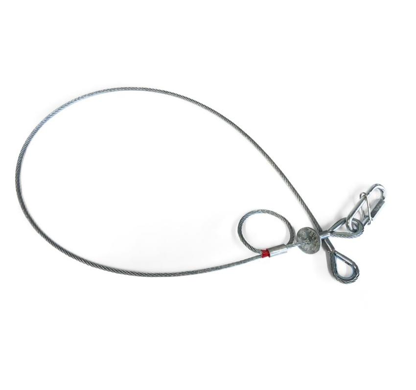 Saveking® Fangseil 04mm, 1.00m lang, 40Kg, SILBER, mit Dämpfungselement, 1x SVG Notglied & CE BGV C1 Plakette