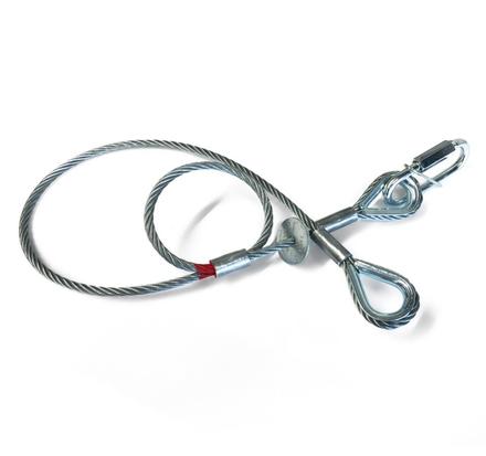 Saveking® Fangseil 05mm, 0.60m lang, 60Kg, SILBER, mit Dämpfungselement, 1x SVG Notglied & CE BGV C1 Plakette