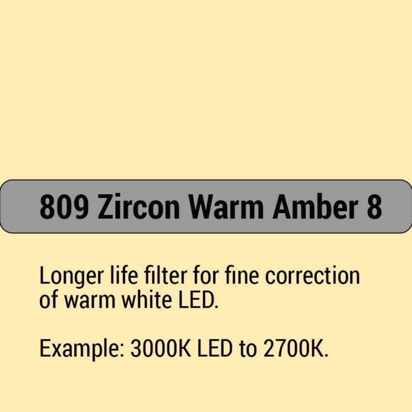 LEE-Filters, Zircon Nr. 809, Bogen 61x61cm Zircon Warm Amber 8  3000K LED to 2700K