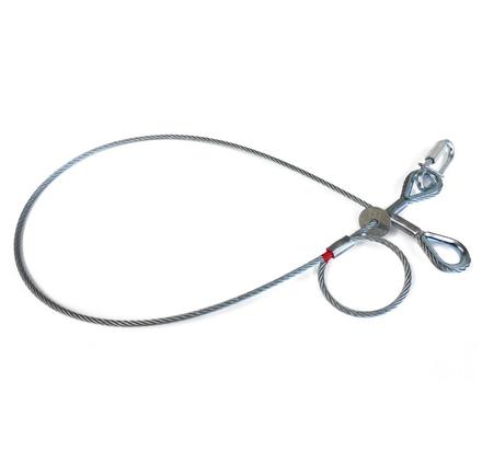 Saveking® Fangseil 05mm, 1.00m lang, 60Kg, SILBER, mit Dämpfungselement, 1x SVG Notglied & CE BGV C1 Plakette