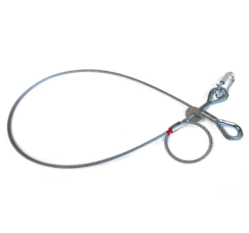 Saveking® Fangseil 05mm, 1.00m lang, 60Kg, SILBER, mit Dämpfungselement, 1x SVG Notglied & CE BGV C1 Plakette