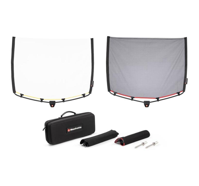 Manfrotto Rapid Flag Kit 18" x 24" - 45 x 60cm, Bezüge: 1x einfach, 1x doppelt, 1x Kunstseide, 1x schw. Molton