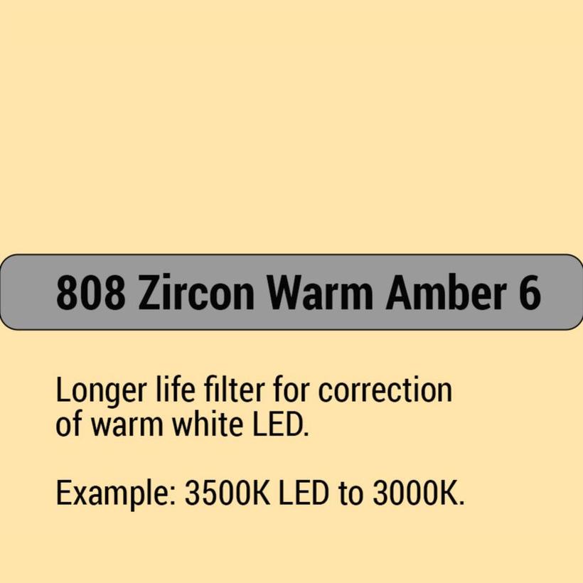 LEE-Filters, Zircon Nr. 808, Bogen 61x61cm Zircon Warm Amber 6  3500K LED to 3000K
