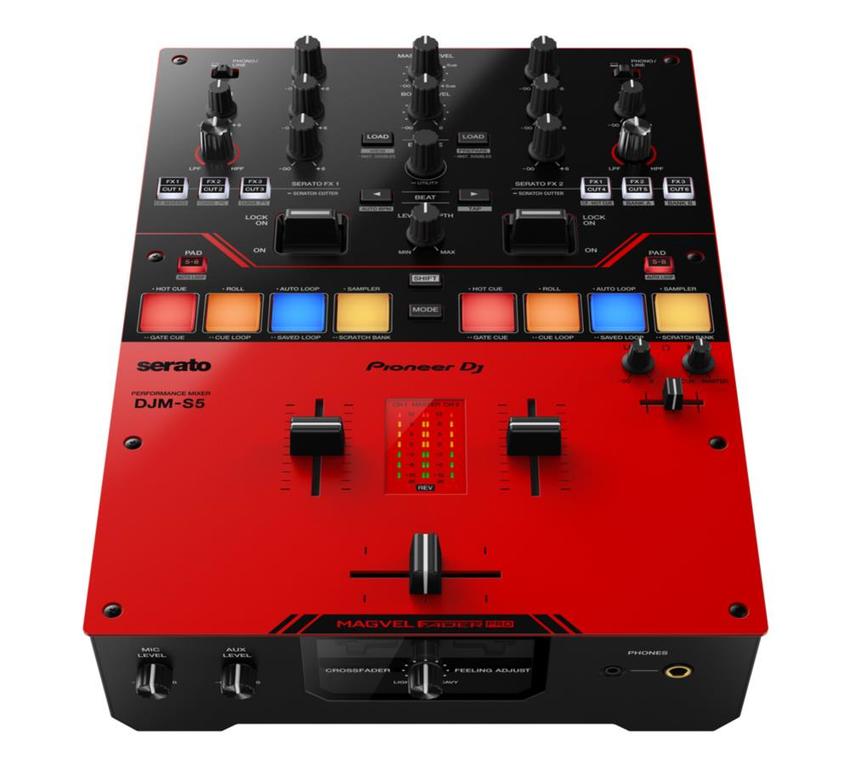 Pioneer DJM-S5,2-Kanal DJ-Mixer im Scratch-Style (glänzend rot)